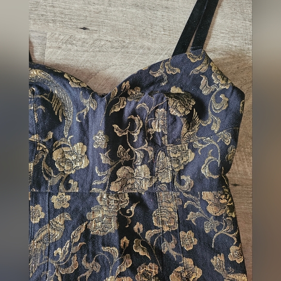 NWT Anthropologie Maeve Large 12 Black gold floral dress - Picture 5 of 6